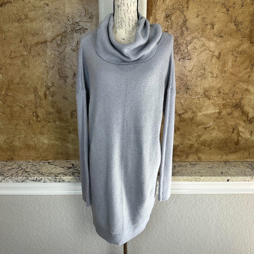 Ann Taylor Cowl Neck Tunic Sweater Womens M Gray Knit Pullover Long Sleeve NWT